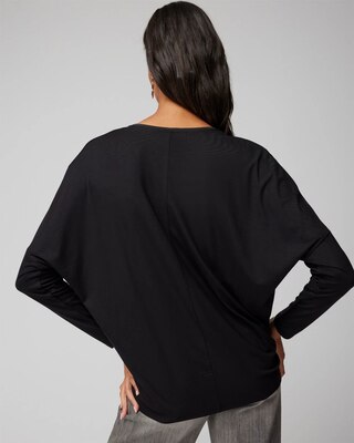 Woven Front Long Sleeve Tee | White House Black Market
